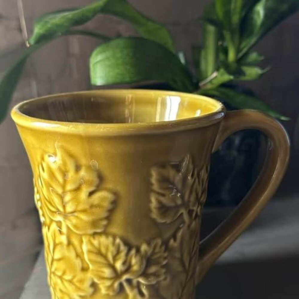 Fall leaves embossed autumn collection cozycore coffee mug by Roscher & Co.